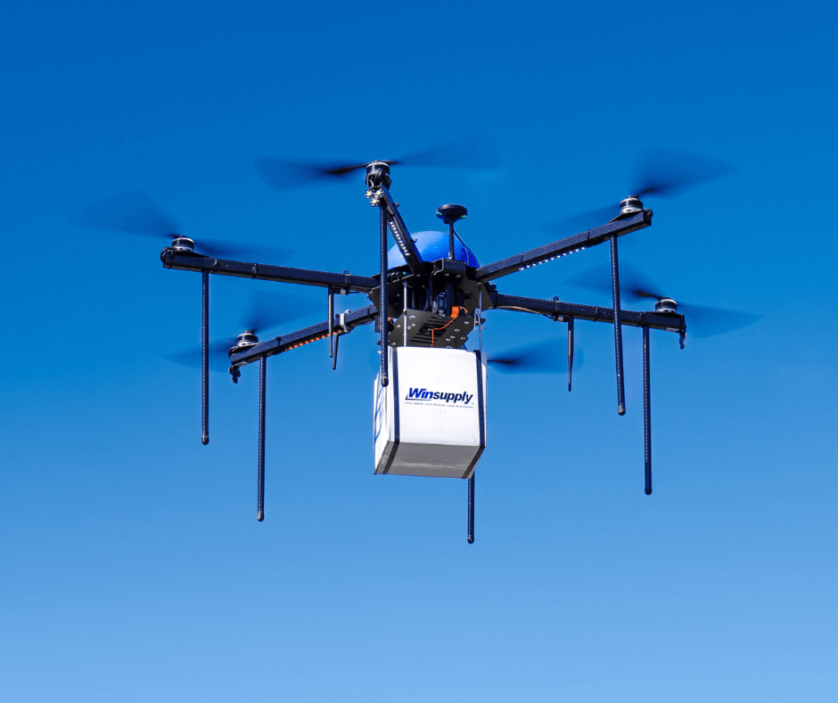 Dexa Drone In The Air With Wingsupply Box